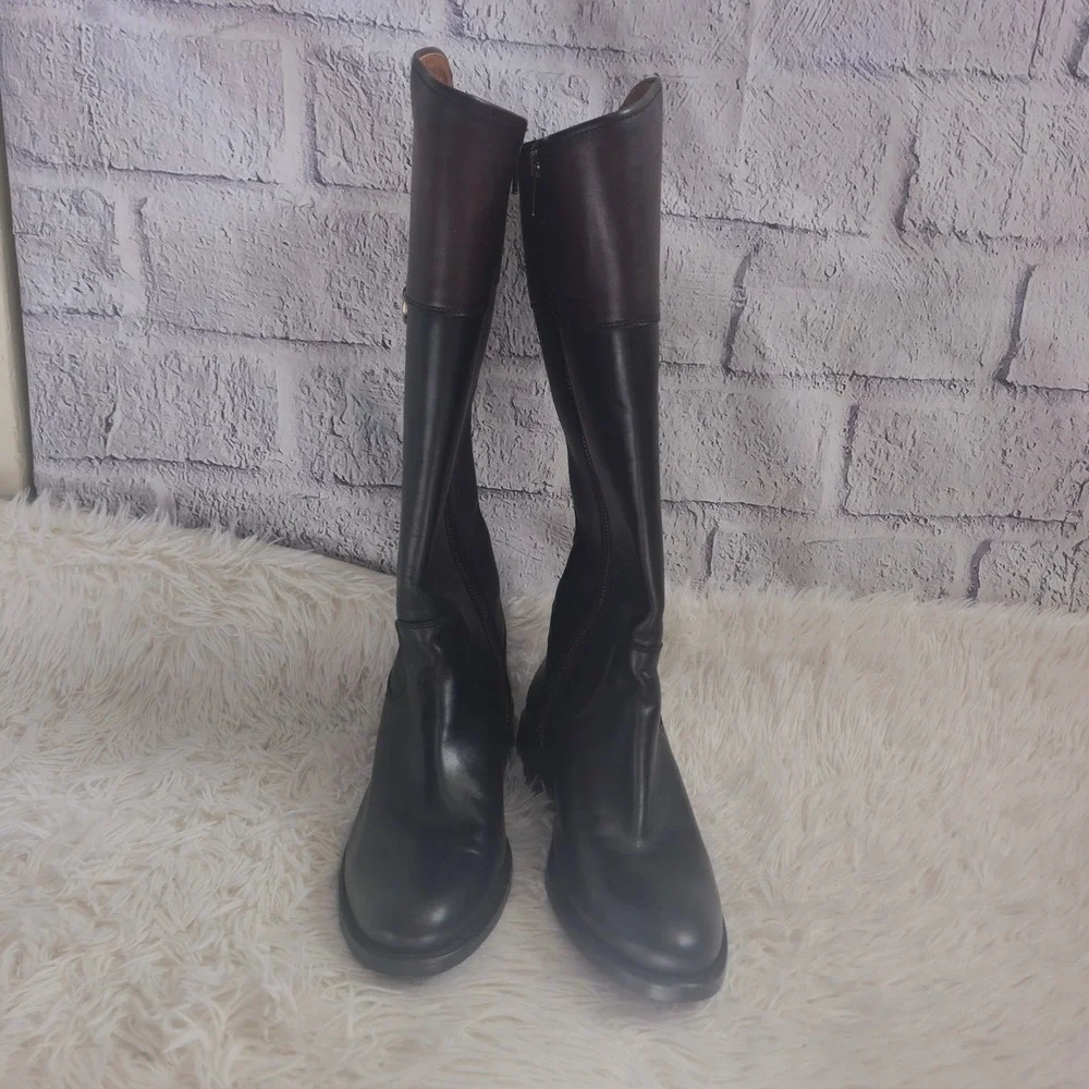 Frye NWOT Melissa D-Ring Women's Tall Riding Boots Black And Brown Size 6.5 B